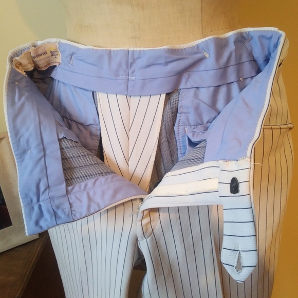 Vintage Fortrel Taylor Made, Custom Made Wedding Light Grey And Dark Blue Pants - Picture 4 of 7